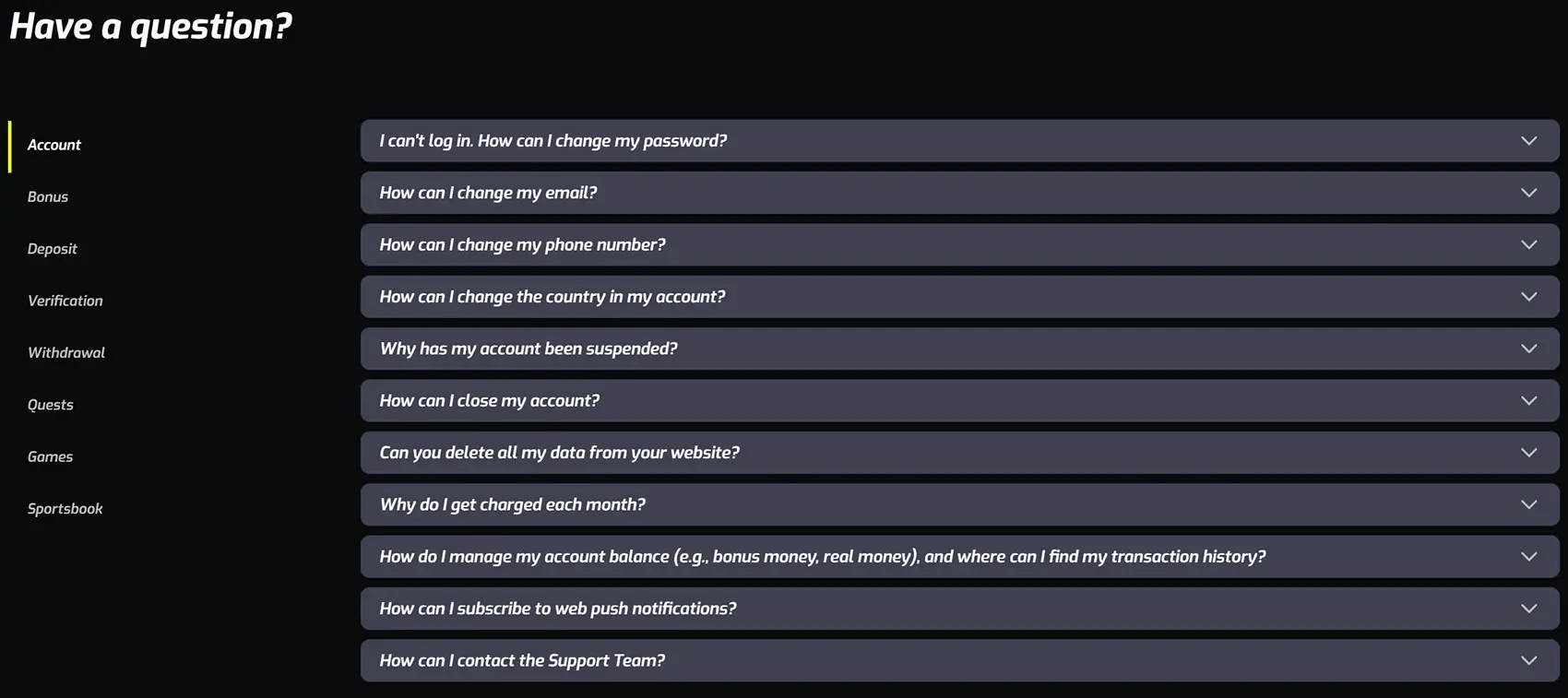 Customer support options at F7 Casino