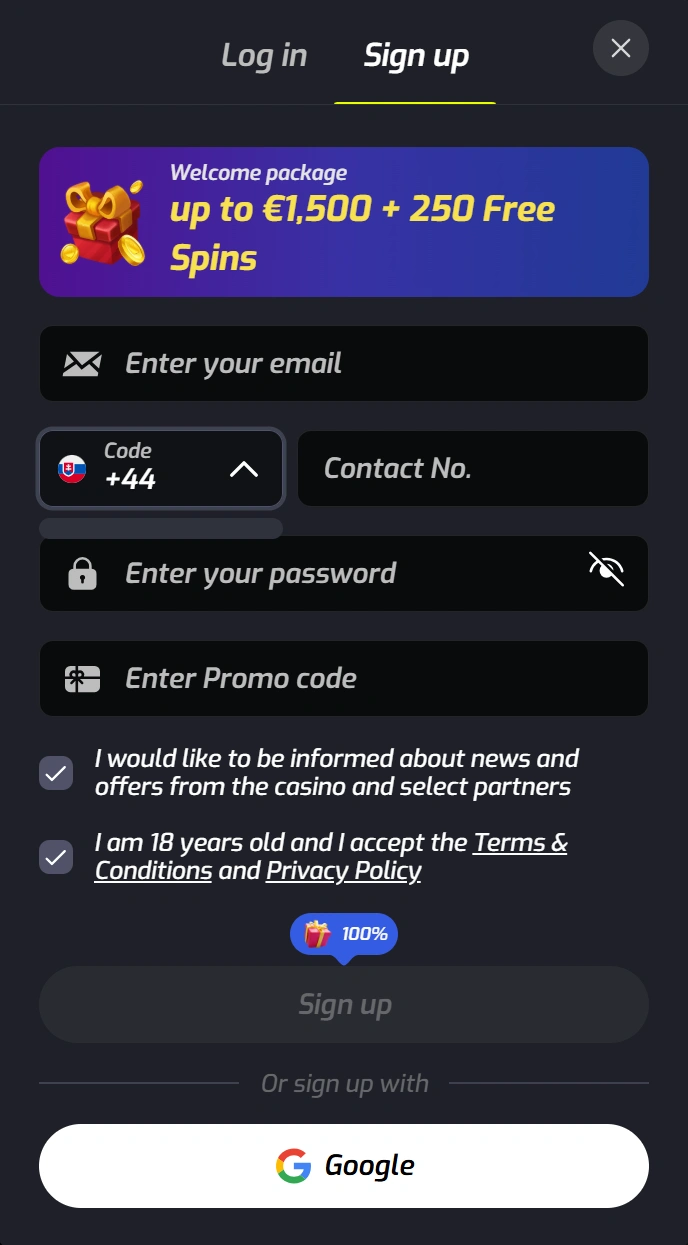 How to register at F7 Casino